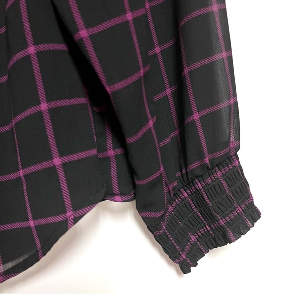 Torrid Crinkle Chiffon Smocked Neck Blouse SZ 3X Windowpane Whimsigoth Victorian - Picture 9 of 14